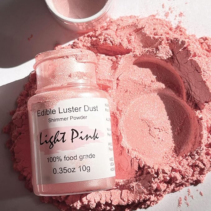 Edible Pink Luster Dust for Cake Decorating ??0.35oz Colaele Gold Shimmering Edible Glitter Dust
