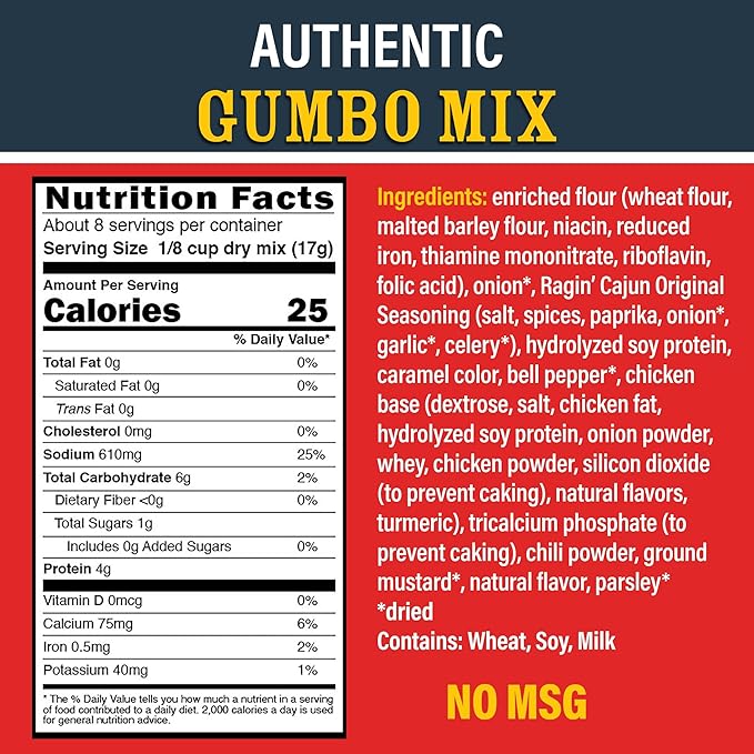 Ragin' Cajun Authentic Gumbo Mix - 5 oz Box, Pack of 6, No MSG, Authentic Louisiana Creole Soup