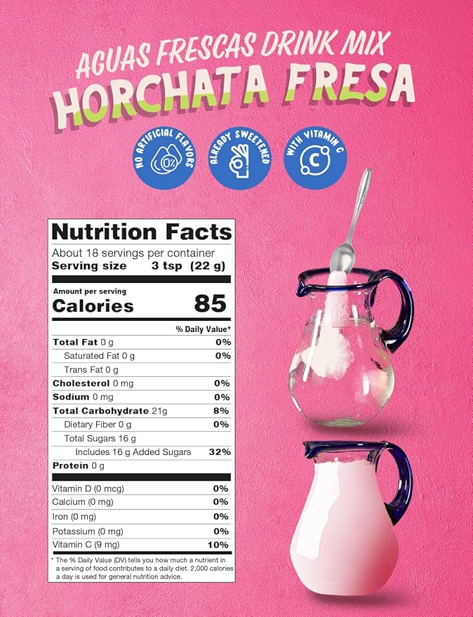 Klass Aguas Frescas | Drink Mix | Horchata & Strawberry Horchata | Flavors From Natural Sources, No
