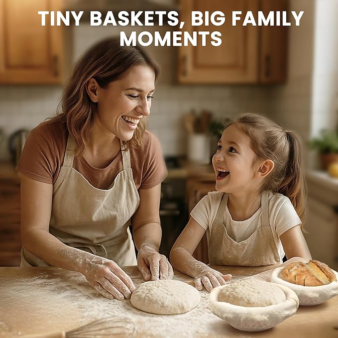 Mini Bread Dough Proofing Basket (5.5'', Set of 6), Natural Cotton Rope Mini Banneton Basket &