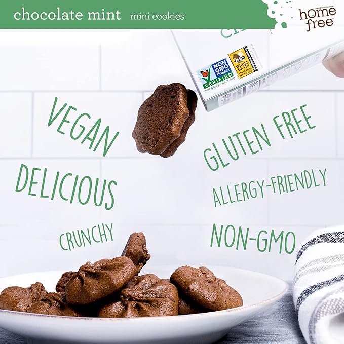 Homefree Chocolate Mint Mini Cookies, Gluten Free, Nut Free, Vegan, School Safe and Allergy