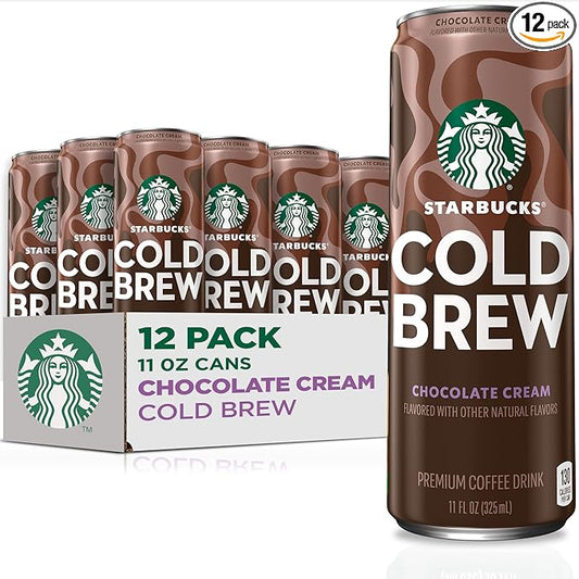 Starbucks Cold Brew Coffee, Chocolate Cream, 11 fl oz Cans (12 Pack), Premium Coffee Drink, Iced