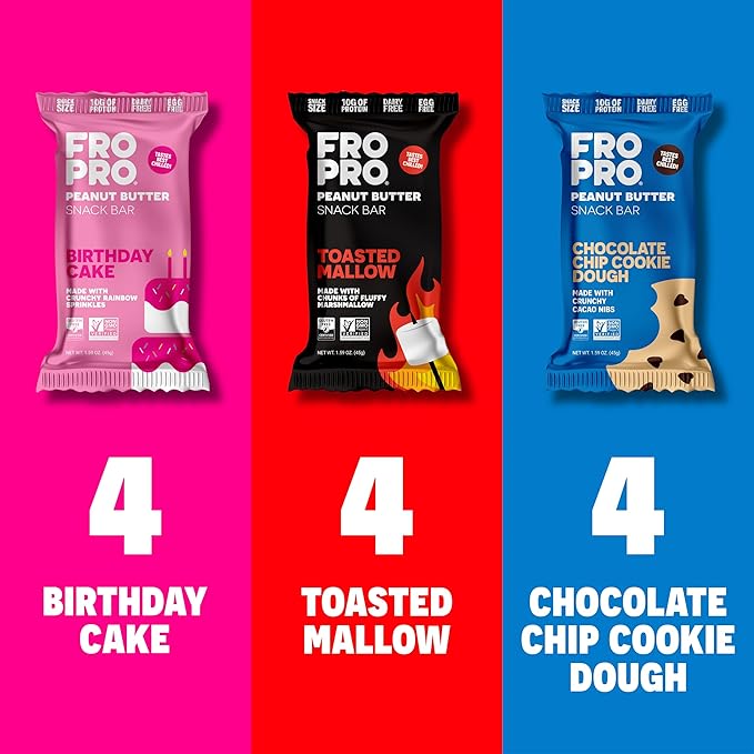 FROPRO Plant Protein Snack Bars - Plant Based Protein Bars, All-Natural, Gluten, Dairy, & Soy Free