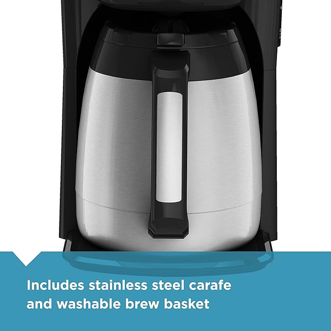 BLACK+DECKER 12-Cup Thermal Coffee Maker, Keep Coffee Hot with Insulated Stainless Steel Carafe