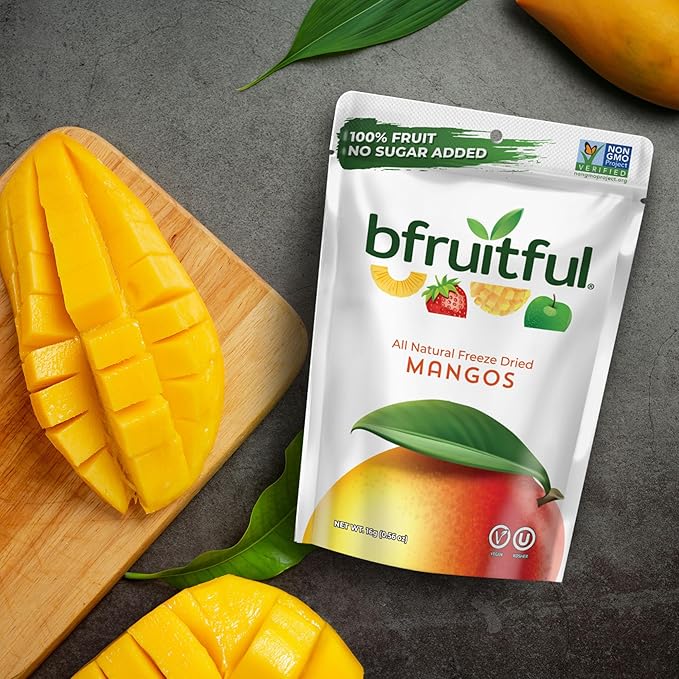 bfruitful Freeze-Dried Mango, Freeze Dried Fresh Fruit Bites, Gluten Free, Vegan, Dairy Free