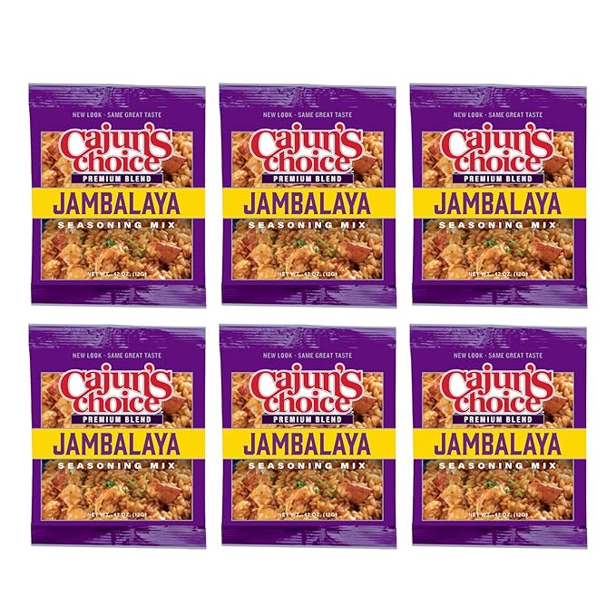 Cajun's Choice Jambalaya Seasoning Mix - 0.42 oz Packets, Pack of 6, Gluten-Free, No MSG, Authentic