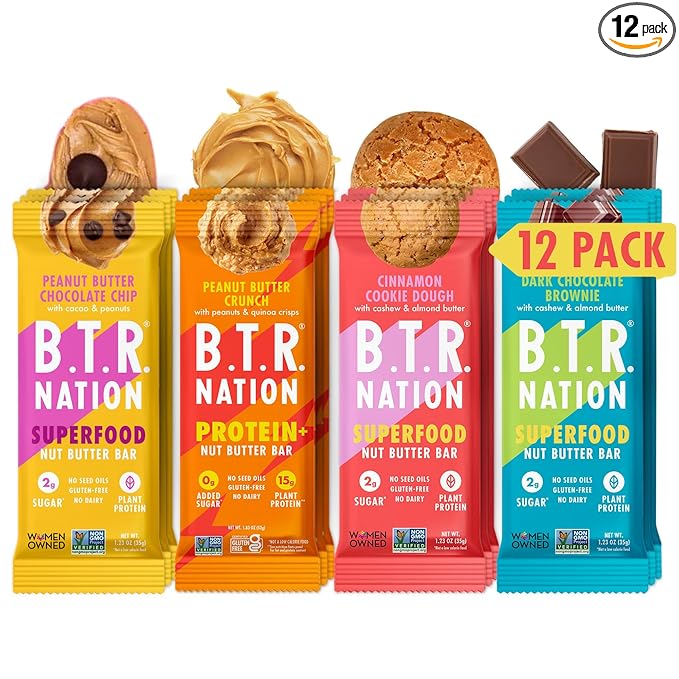 B.T.R. Nation Superfood Keto Protein Bar - Plant Based Vegan Protein | (12 Pack) Variety Pack | Low