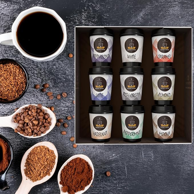 Coffee Gifts - Instant Coffee Gift Set For Men, 9 Flavoured, Coffee Lover Gifts |Coffee Gifts For