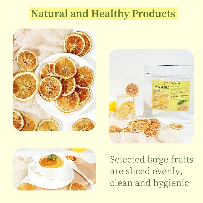Dried Lemon Slices,Dehydrated Lemon Slices 8.82oz/250g Perfect for Cocktails,Fruit Tea, Garland