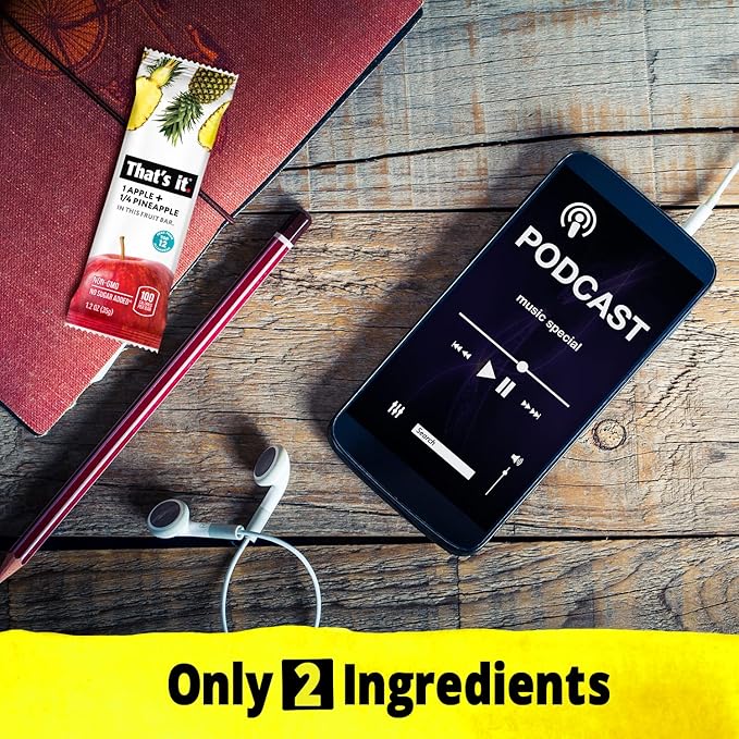 That's it. Apple + Pineapple 100% Natural Real Fruit Bar, Best High Fiber Vegan, Gluten Free
