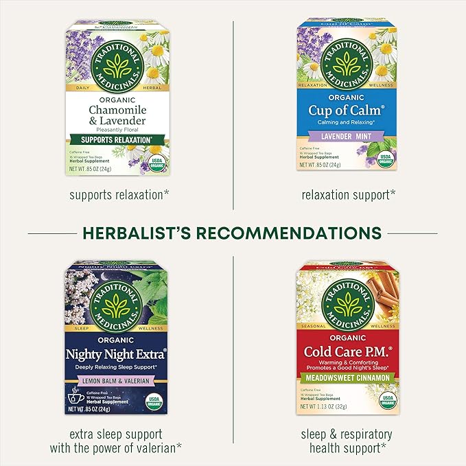 Traditional Medicinals Tea, Organic Nighty Night, Relax & Get a Good Night's Sleep, Includes