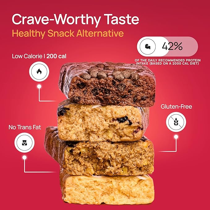 ProGo Protein Bars, Low Sugar, High Protein Snacks (Up to 22g) - 95% Pure Isolate for Faster Muscle