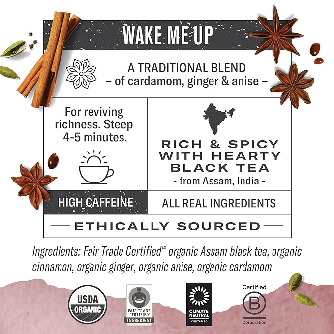Numi Organic Golden Chai Tea, 18 Tea Bags, Assam Black Tea, Cardamom, Ginger & Anise (Packaging May