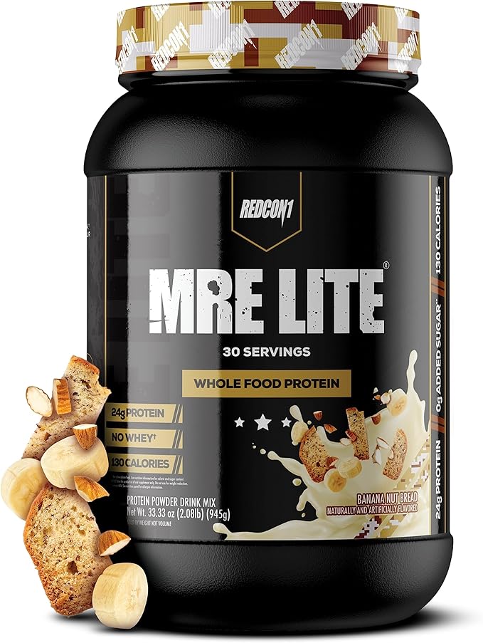 REDCON1 MRE Lite Whole Food Protein Powder, Banana Nut Bread - Low Carb & Whey Free Meal
