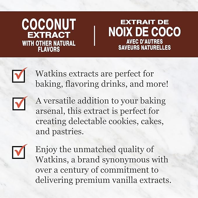 Watkins Coconut Extract with Other Natural Flavors, 2 oz. Bottles, Pack of 6 (Packaging May Vary)