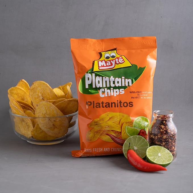 Mayté Plantain Chips – Chili Lemon, 30 Individual Packs (3oz Each) – Non-GMO, Gluten-Free, Kosher