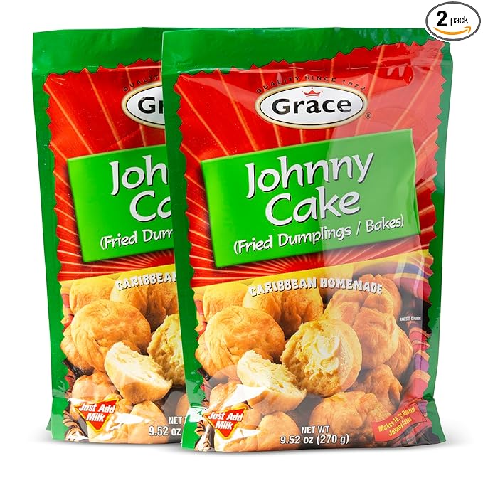 Grace Johnny Cake Fried Dumplings Mix 9.5oz - 2 Pack of Jamaican Cake Mix for Making Caribbean