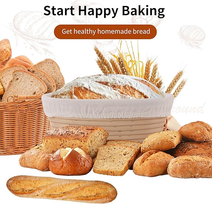 9.8 Inch Banneton Bread Proofing Basket Oval Sourdough Bread Basket Handmade Natural Brown Rattan