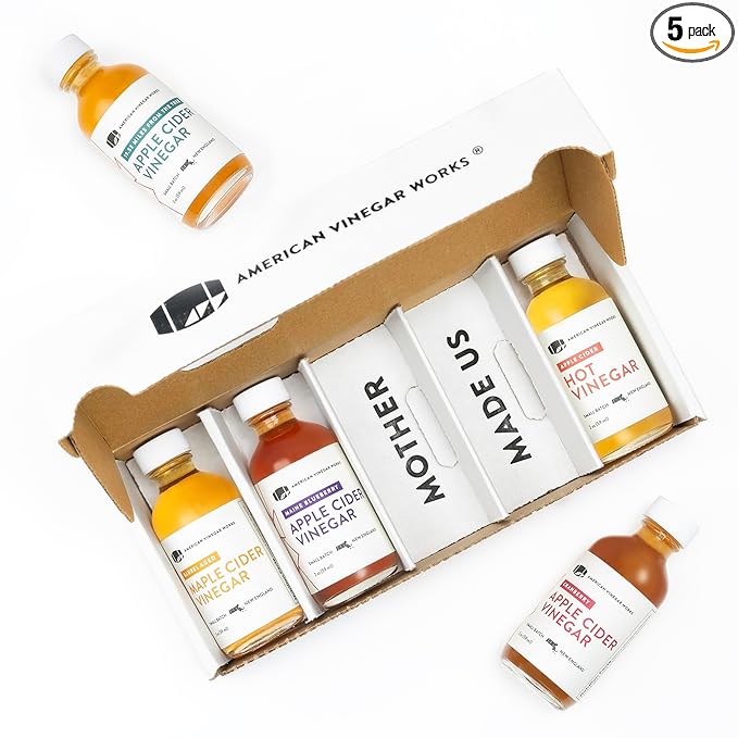 American Vinegar Works - Apple Cider Vinegar Sampler Pack - Includes Apple, Cranberry Apple, Hot