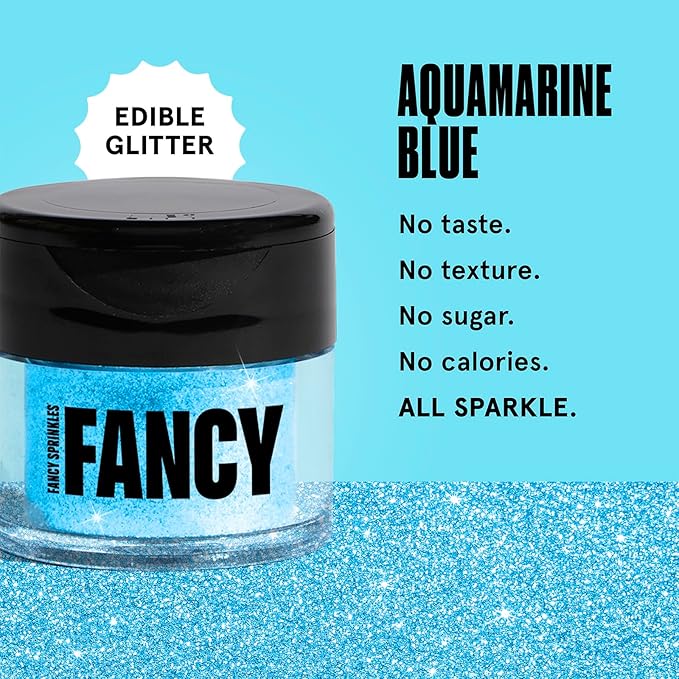 Fancy Sprinkles Aquamarine Blue Premium Edible Glitter, 100% Edible Glitter for Sparkling Food &
