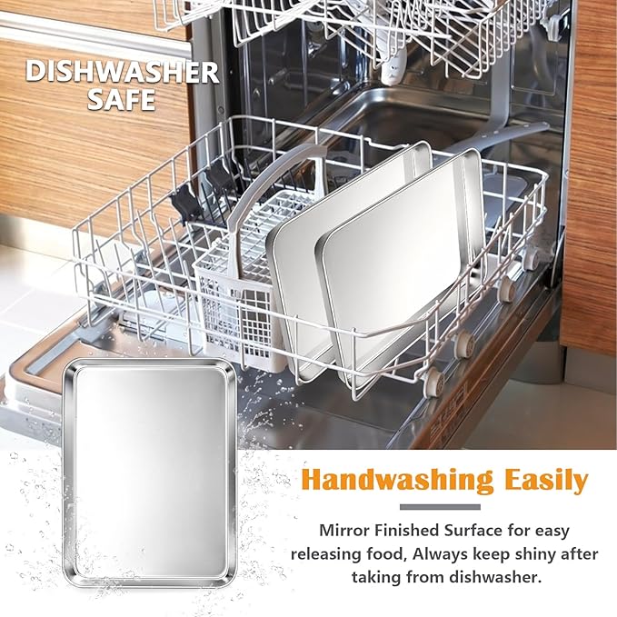 2Pcs Baking Sheet Pan Set, Joyfair Stainless Steel Cookie Sheets, Commercial Metal Pans Toaster