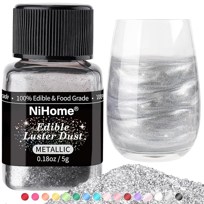 NiHome Edible Food-Grade Glimmer Powder Glitter Luster Dust Food Decorating Sprinkle Dust for Drink