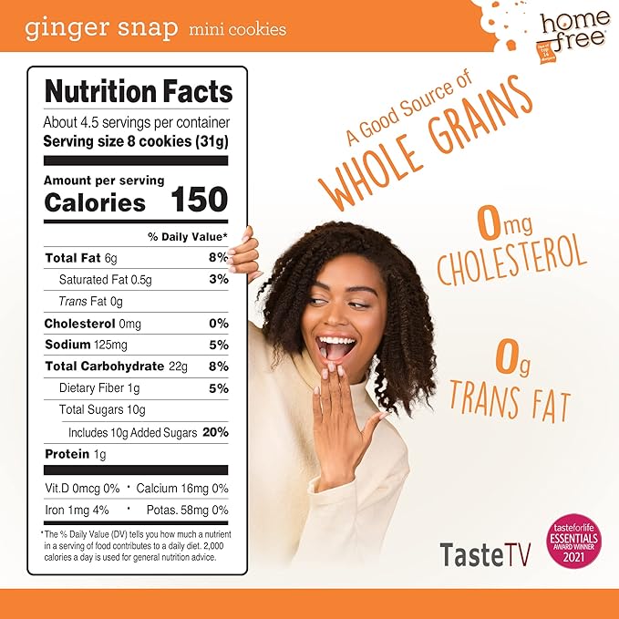 Homefree Mini Ginger Snap Cookies, Gluten Free, Nut Free, Vegan, School Safe and Allergy Friendly
