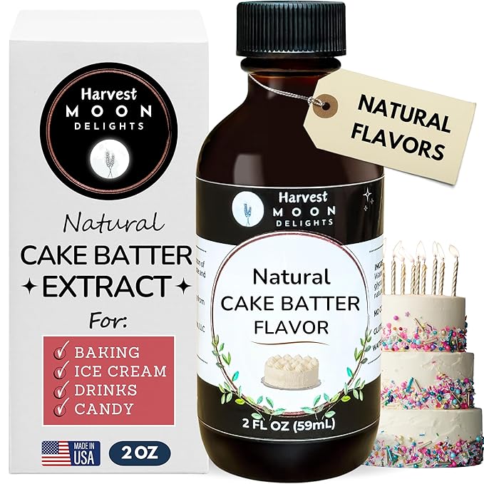 Natural Cake Batter Extract - 2 oz - Water-Soluble - By Harvest Moon Delights - Cake Batter Extract