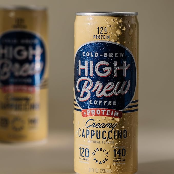 High Brew Coffee, Cold Brew Coffee, Creamy Cappucino, Plus 12g Protein, 8 Fl Oz, Ready-To-Drink