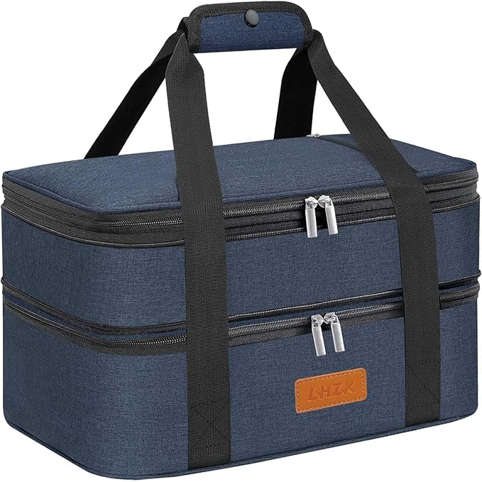LHZK Double Insulated Casserole Carrier for Hot or Cold Food, Lasagna Holder Tote for Potluck