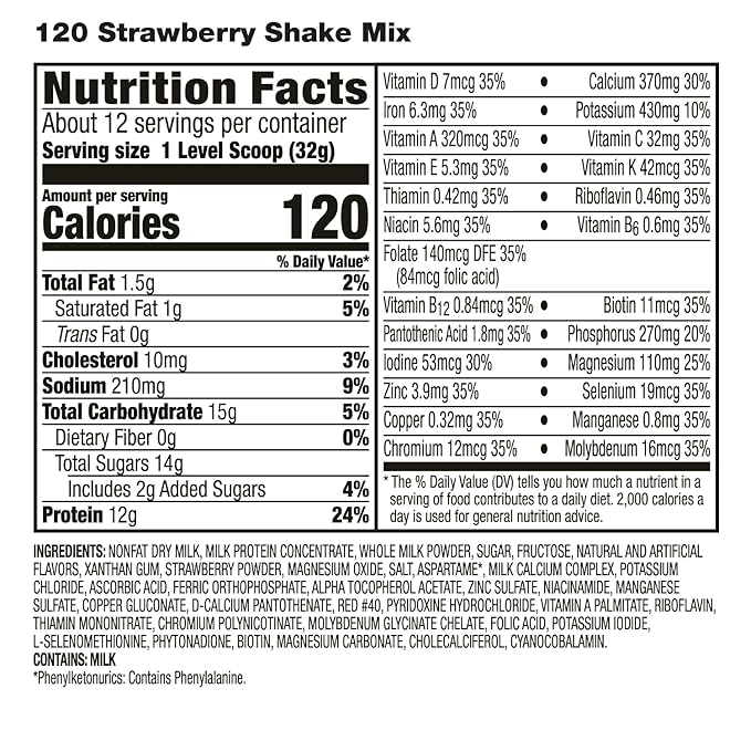 HMR 120 Shake Meal Replacement Powder | Strawberry Shake Mix to Support Healthy Weight Loss | 12g