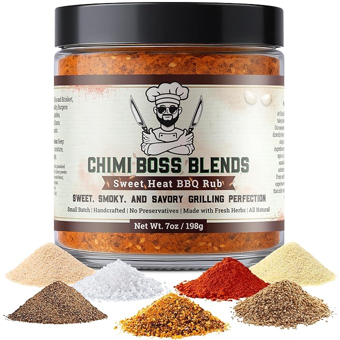 Sweet Heat BBQ Rub by Chimi Boss Blends, 7oz ??All-Natural BBQ Seasoning with a Bold Kick of Sweet
