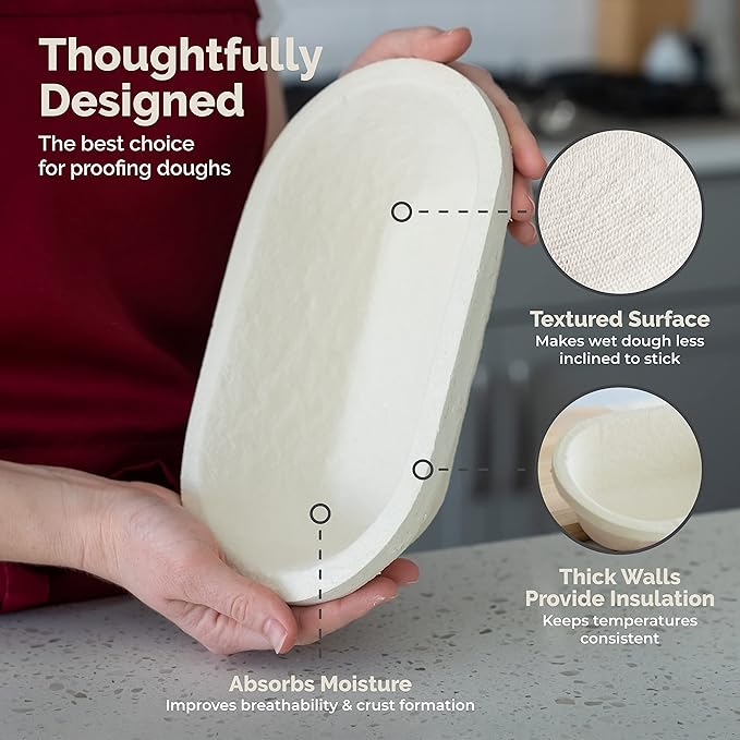 Bulka Small Oval 500g Banneton Bread Proofing Basket Pressed Wood Pulp Brotform - Plane Non-Stick