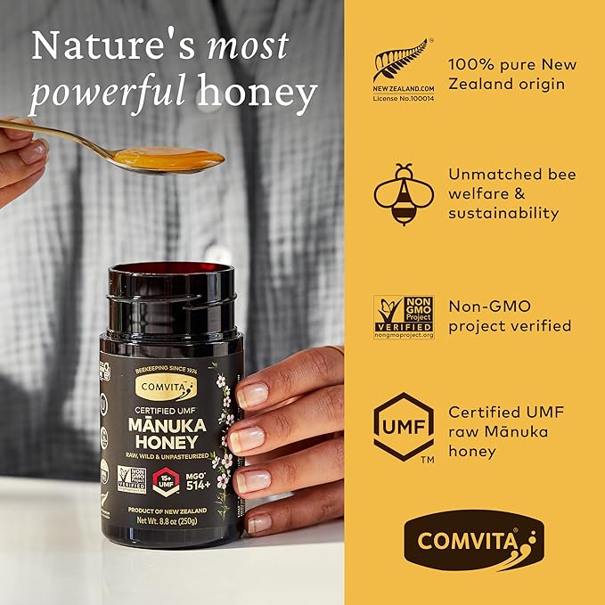 Comvita Manuka Honey UMF 15+ (MGO 514+) - Raw Manuka Honey New Zealand, Pure & Unpasteurized