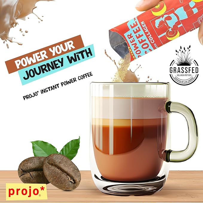 Projo* Power Coffee – Instant Coffee with 11g Protein – Grass-Fed Hydrolyzed Bovine Collagen &