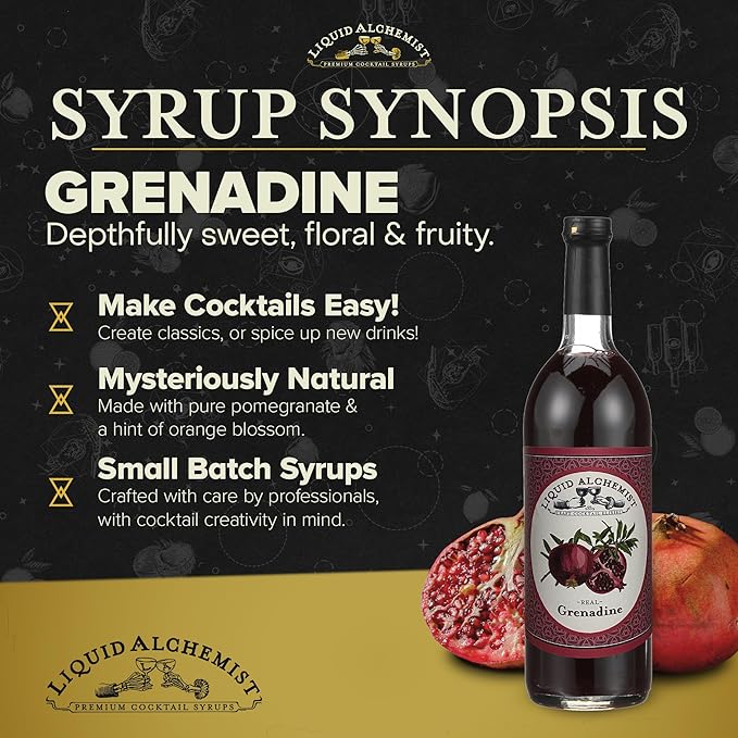 Liquid Alchemist Grenadine Syrup for Cocktails - Real Ingredients Make our Pomegranate Syrup the