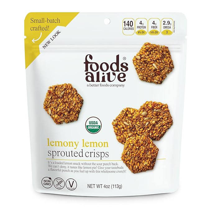 Foods Alive | Organic Lemony Lemon Sprouted Crisps | 4 oz (6-Pack)