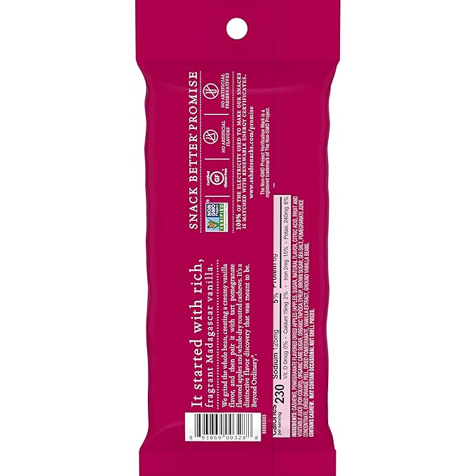 Sahale Snacks Pomegranate Vanilla Cashews, 1.5 oz Bags (18 Packs) - Dry-Roasted Deluxe Mixed Nuts
