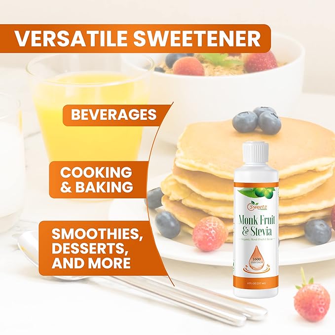 Monk Fruit & Stevia Liquid Sweetener Drops - Natural Sweeteners & Sugar Alternatives - Delicious