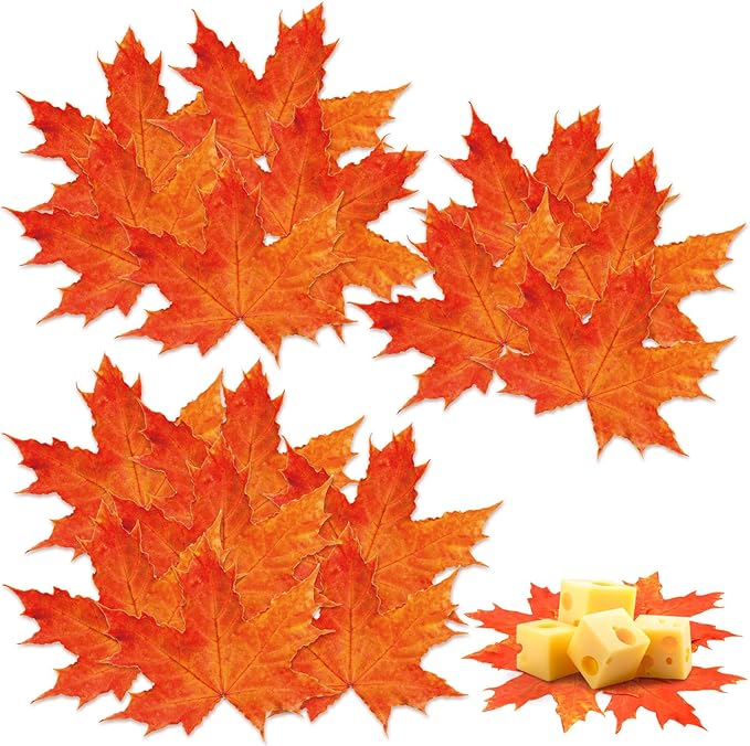 100 Pieces Parchment Fall Leaves Thanksgiving Cheese Paper Parchment Autumn Leaves Double Sided