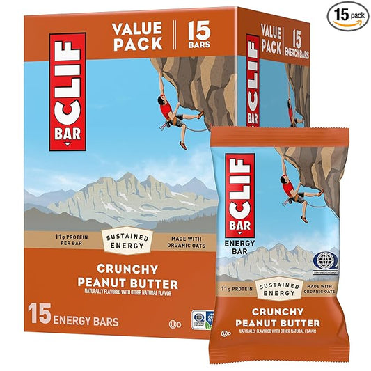 CLIF BAR - Protein Bars - Crunchy Peanut Butter - Made with Organic Oats - Energy Bars - Non-GMO