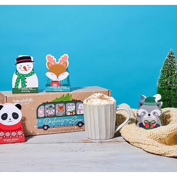Thoughtfully Gourmet, Hot Chocolate Gift Set in Holiday Character Packaging, Flavors Include Rocky