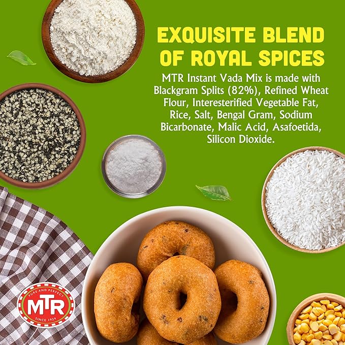 MTR Instant Vada Mix - Ready to Cook Authentic Indian Breakfast, Lunch, Dinner or Snack Meal - No