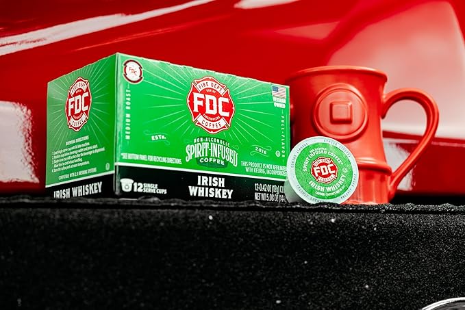Fire Department Coffee - Gives Back to Firefighters - Irish Whiskey Infused K Cups - Non-Alcoholic