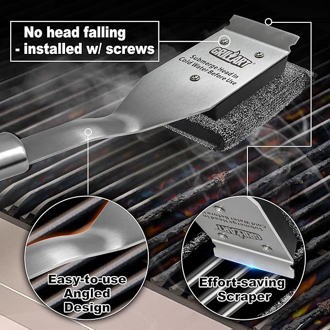 GRILLART Grill Brush Bristle Free, Safe Grill Brush for Outdoor Grill, SteamWizards BBQ Grill