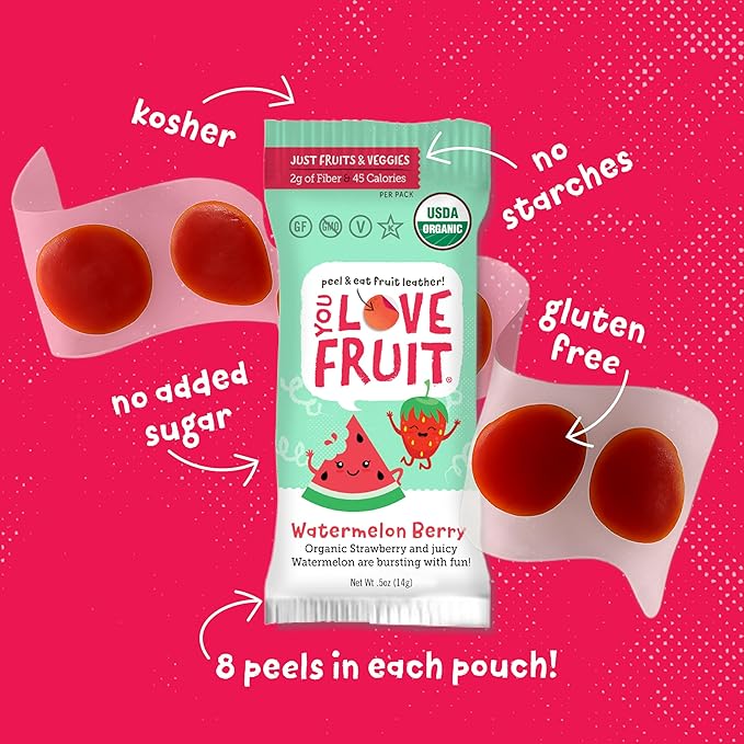 YOU LOVE FRUIT - Fruit Snacks Variety Pack 30 count, 100% Natural Gluten-Free, Vegan, Low Carb, Low