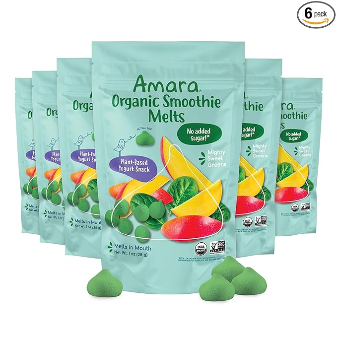 Amara Smoothie Melts - Mighty Sweet Greens - Baby Snacks Made With Fruits and Vegetables - Healthy