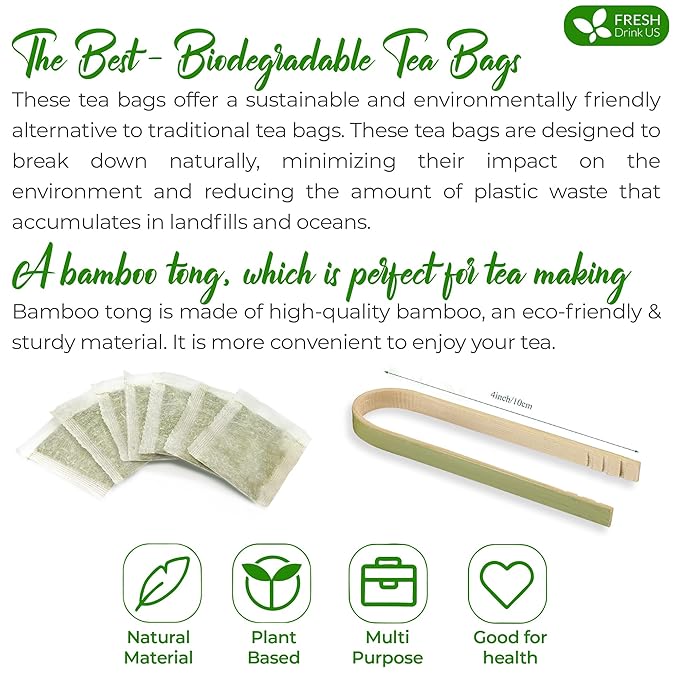 FreshDrinkUS, Premium 55 Ginkgo Biloba Leaf Tea Bags, 100% Natural & Pure from Ginkgo Biloba