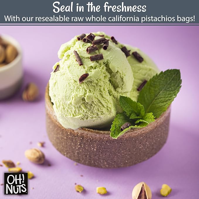 Oh! Nuts Pistachios No Shell - Raw - 100% Natural - 1 lb - Raw Whole California Pistachios - Packed