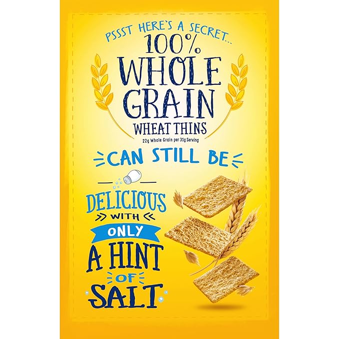 Wheat Thins Hint of Salt Low Sodium Snacks, Whole Grain Wheat Crackers, Bulk Snack Crackers, 6 - 8.5 oz Boxes